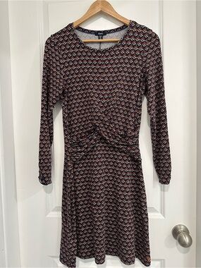 Hatley Long Sleeve Printed Dress in Navy and Rust Women’s Size M